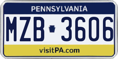 PA license plate MZB3606