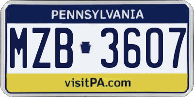 PA license plate MZB3607