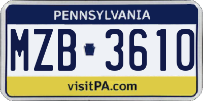 PA license plate MZB3610