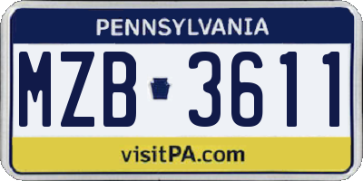 PA license plate MZB3611