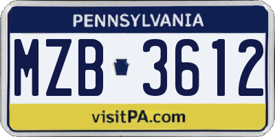 PA license plate MZB3612