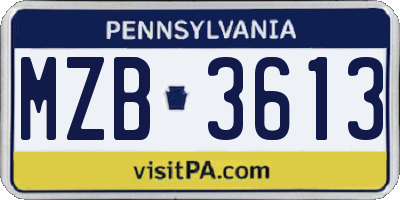 PA license plate MZB3613
