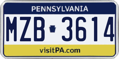 PA license plate MZB3614