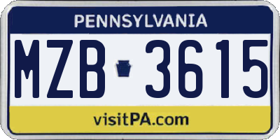 PA license plate MZB3615