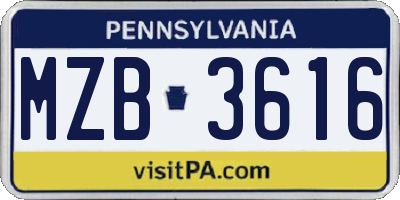 PA license plate MZB3616