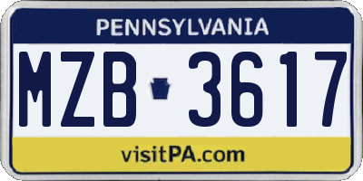 PA license plate MZB3617