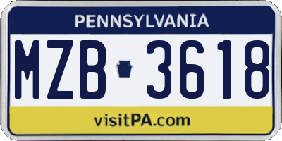 PA license plate MZB3618