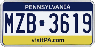 PA license plate MZB3619