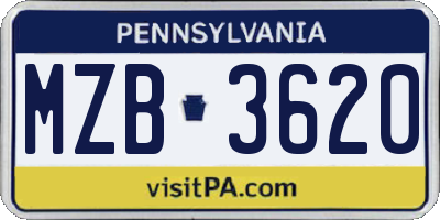 PA license plate MZB3620