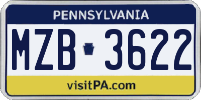 PA license plate MZB3622