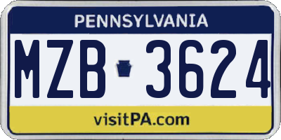 PA license plate MZB3624