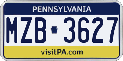 PA license plate MZB3627