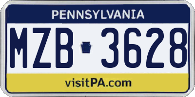PA license plate MZB3628
