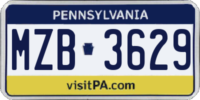 PA license plate MZB3629
