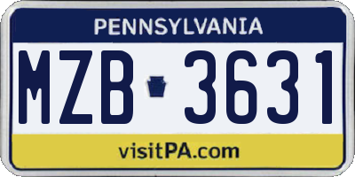PA license plate MZB3631