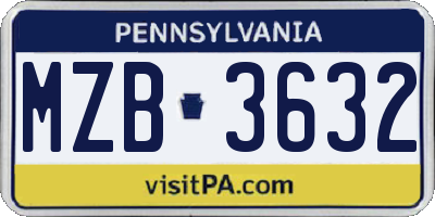 PA license plate MZB3632