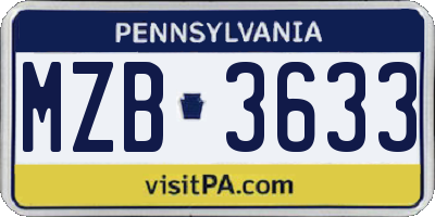 PA license plate MZB3633