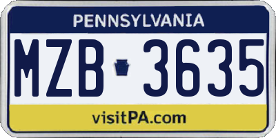 PA license plate MZB3635