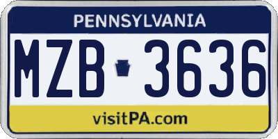 PA license plate MZB3636