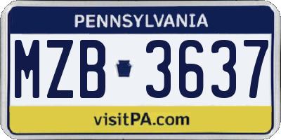 PA license plate MZB3637