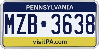PA license plate MZB3638