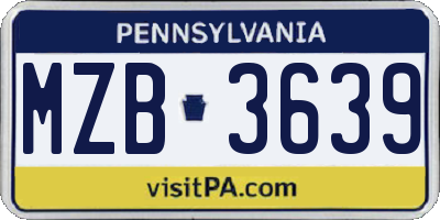 PA license plate MZB3639