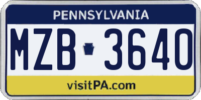 PA license plate MZB3640
