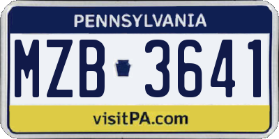 PA license plate MZB3641
