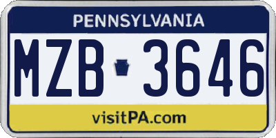 PA license plate MZB3646