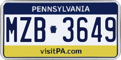 PA license plate MZB3649