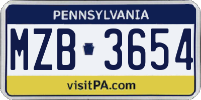 PA license plate MZB3654