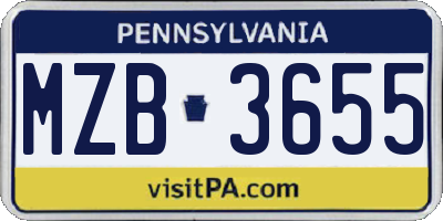 PA license plate MZB3655