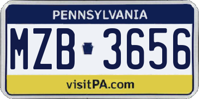 PA license plate MZB3656