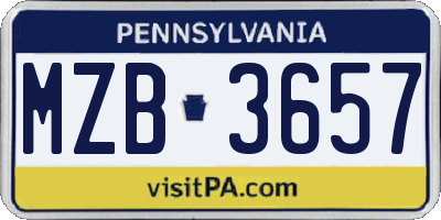 PA license plate MZB3657