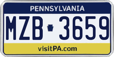 PA license plate MZB3659
