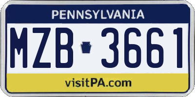 PA license plate MZB3661