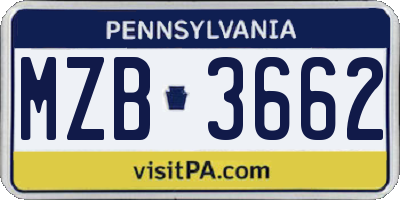 PA license plate MZB3662