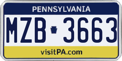 PA license plate MZB3663