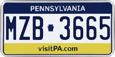 PA license plate MZB3665