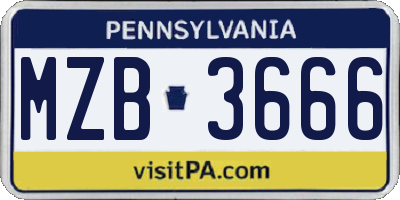 PA license plate MZB3666