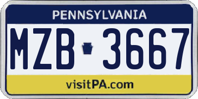 PA license plate MZB3667