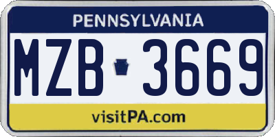 PA license plate MZB3669