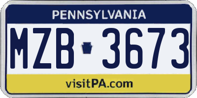 PA license plate MZB3673