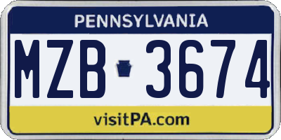 PA license plate MZB3674