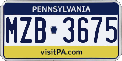 PA license plate MZB3675