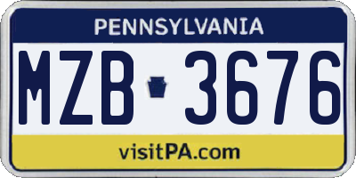 PA license plate MZB3676