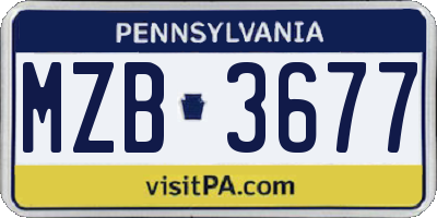 PA license plate MZB3677