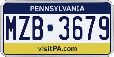 PA license plate MZB3679