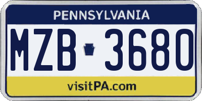 PA license plate MZB3680