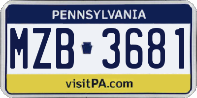 PA license plate MZB3681
